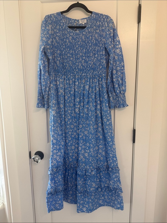 Pink City Prints Dresses & Skirts - Blue Floral Pink City Prints Dress with Smocked Bodice